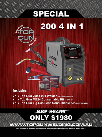 Top Gun TITAN 200 4-in-1 MIG / AC/DC / MMA Machine Bundle