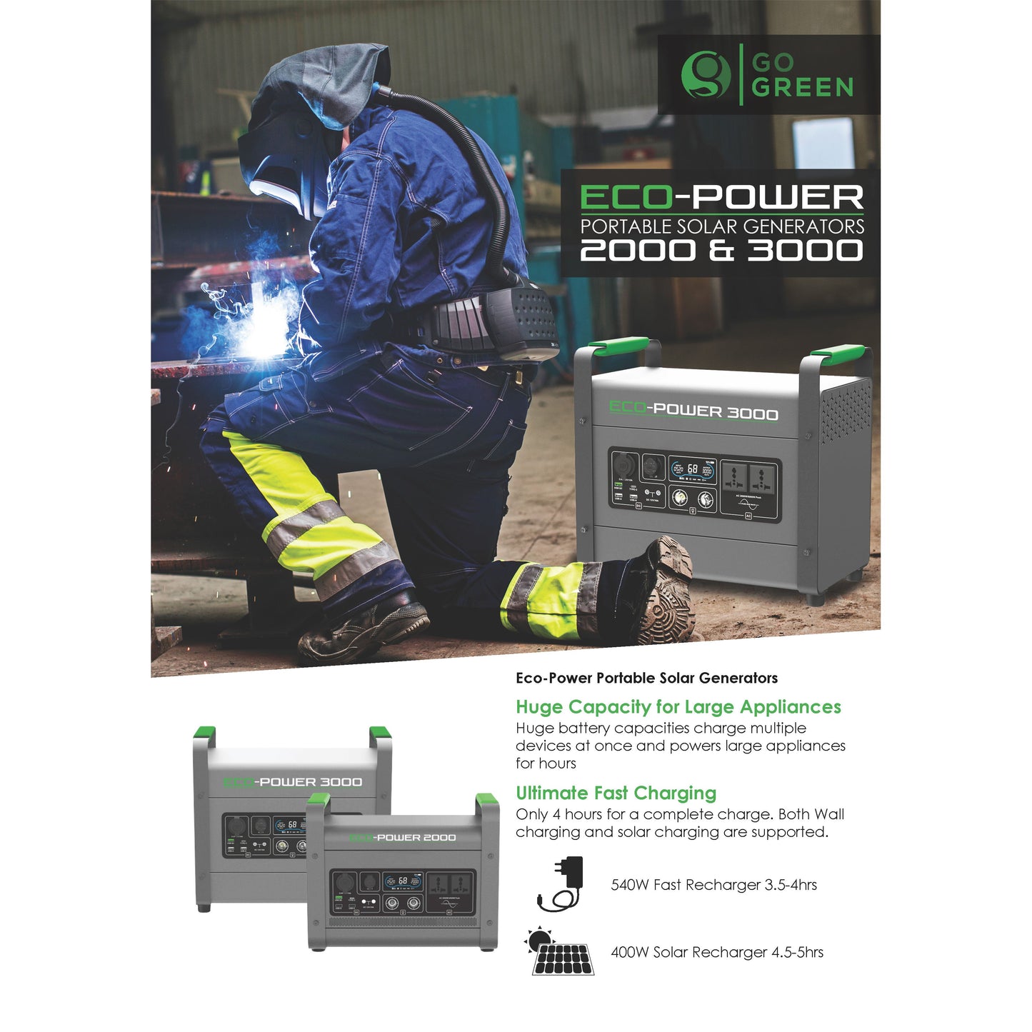 Eco-Power Portable Solar Generator - 3000 Model